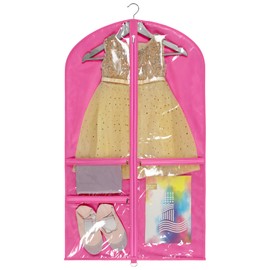 Univivi 40 Inch Clear Garment Bags for Dance Costumes, Kids Dance Costume Garment Bag for Hanging Clothes with 3 Medium Clear Zipper Pockets for Dance Costumes, Closet Storage(Rose Red)