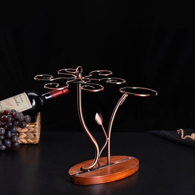 2-in-1 Red Wine Glass Rack & Wine Decanter Vintage Bronze