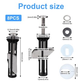 LUFEIS Toilet Seat Bolts, 8 Set Heavy Duty Toilet Seat Fastener Bolt Kit with Gaskets, Toilet Seat Screws Replacement Kit, Universal Toilet Seat Fixings for Top Lid Hinges, Easy Installation
