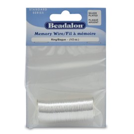 Beadalon - Alambre de Memoria de Acero al Carbono, Redondo, Anillo, Chapado en Plata, 0.5 onzas, Aprox. 99 bocinas