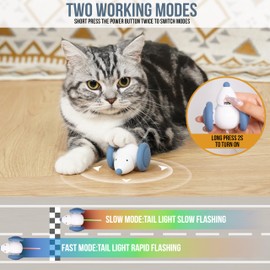 Paws&Whiskers Cat Toys Interactive Cat Toy, Cat Toys for Indoor Cats Adult Kitten, Motion Activated USB Rechargable Smart Automatic Cat Toy with Slow and Fast Mode (White)