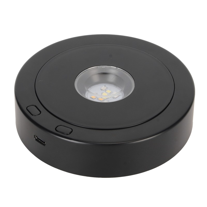 LED Rotating Display Base Black 360 Degrees 80s Circle Battery