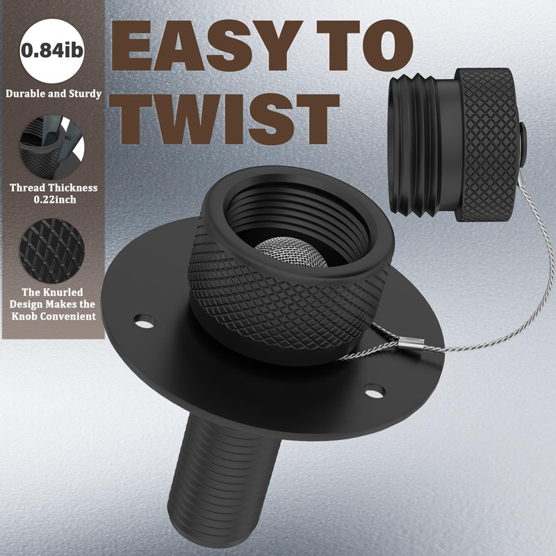 MINGOR-Style RV City Water Inlet with Check Valve Matte Black