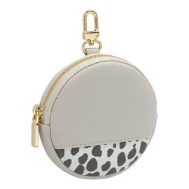 Elegante Round Mini Pouch, Round Mini Pouch, Round Makeup, Small Items, Wallet, Coin, Multi Case, Coin, Jewelry, Small, Lightweight, 08. Animal × Light Gray