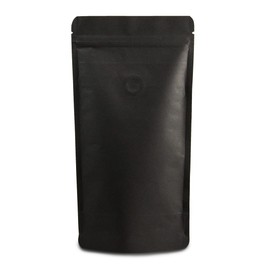 Lacers Stand Up Bag Kraft Paper in Various Colours, High Barrier with Valve, Climate Neutral, Sustainable, Coffee Bag with Aroma Protection Valve, Reusable, black
