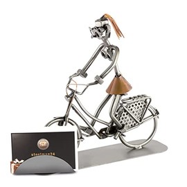 Steelman24 I Nuts and bolts sculpture Dutch Bike With Business Card Holder I Handmade ornaments I Made in Germany I I Metal figurine