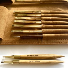 Revolution Fibers Olive Wood Interchangeable 5 inch Circular Knitting Needle Set with Leather Case (29 Piece Set) | Beautiful Case, Perfect for Portable Knitting/Yarn Projects and Easy Storage