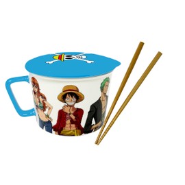 JUST FUNKY One Piece Ramen Bowl Set with Lid and Chopsticks - 28 Ounce Anime Ramen Bowl, One Piece Merch, Monkey D Luffy, Anime Merch
