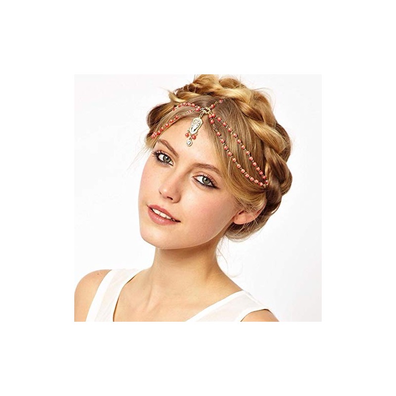 Anglacesmade Bohemian Head Chain Bridal Beaded Forehead Chain Prom Festival