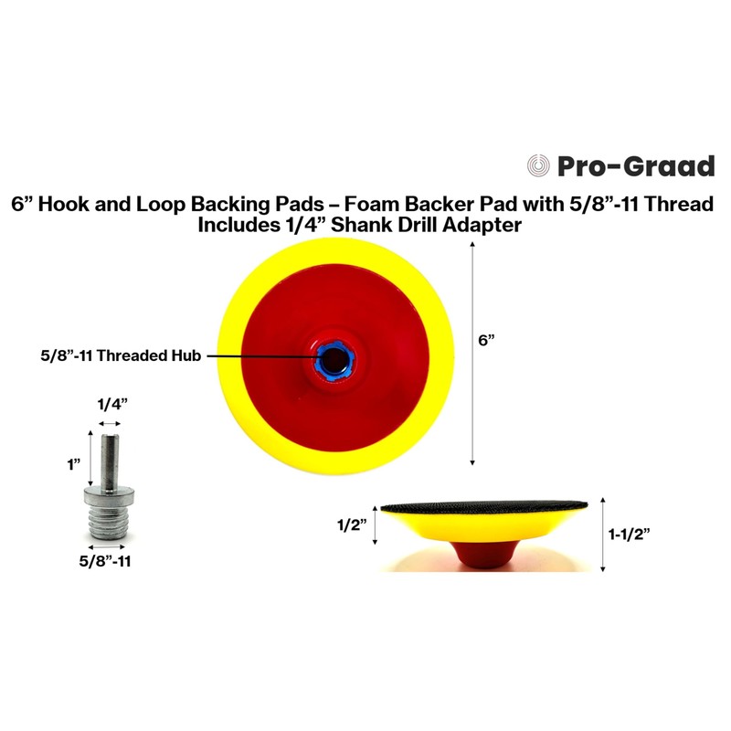 Pro-Graad 6" Premium Hook and Loop Backing Plate for Sanding,