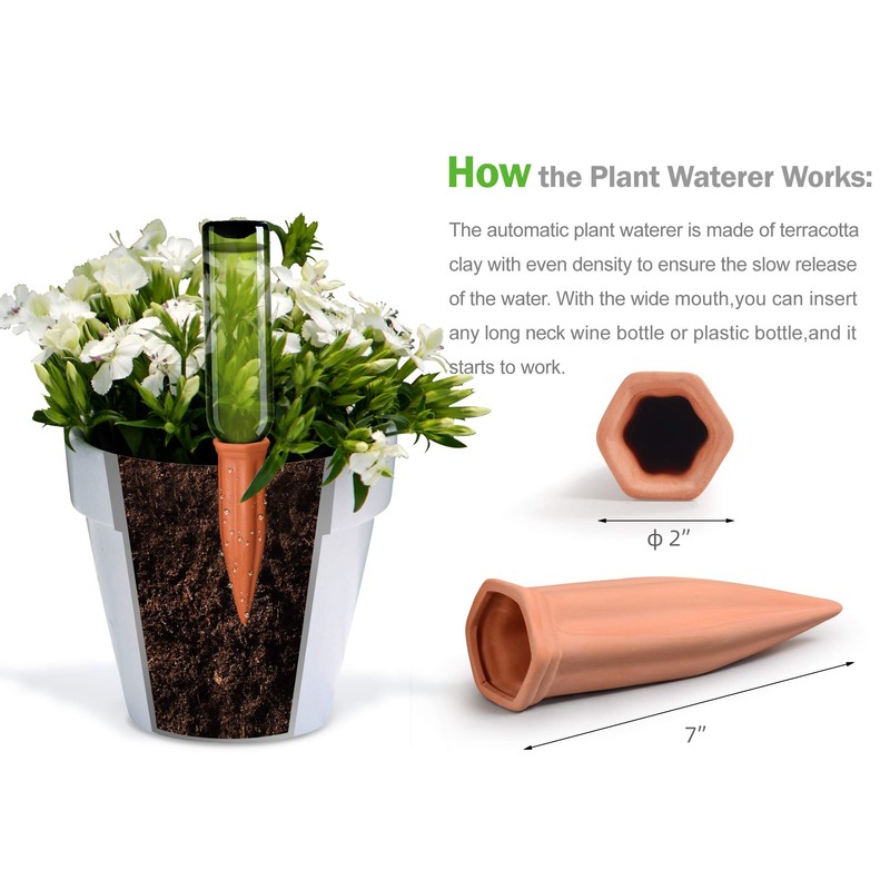 B SEPOR Ceramic Plant Waterer Set of 6 Pack Terracotta