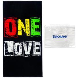 Beachland One Love Beach Towel 30 x 60 inch 100% Cotton Jammin' Rastafari and Dreadlocks (1 Towel + Waterproof Bag)