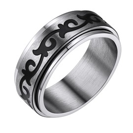 FindChic Spinner Finger Ring for Women Men Stainless Steel Celtic Knot Moon Ring Rotating Fidget Band Ring Stainless Steel Loss Ring Wedding Ring