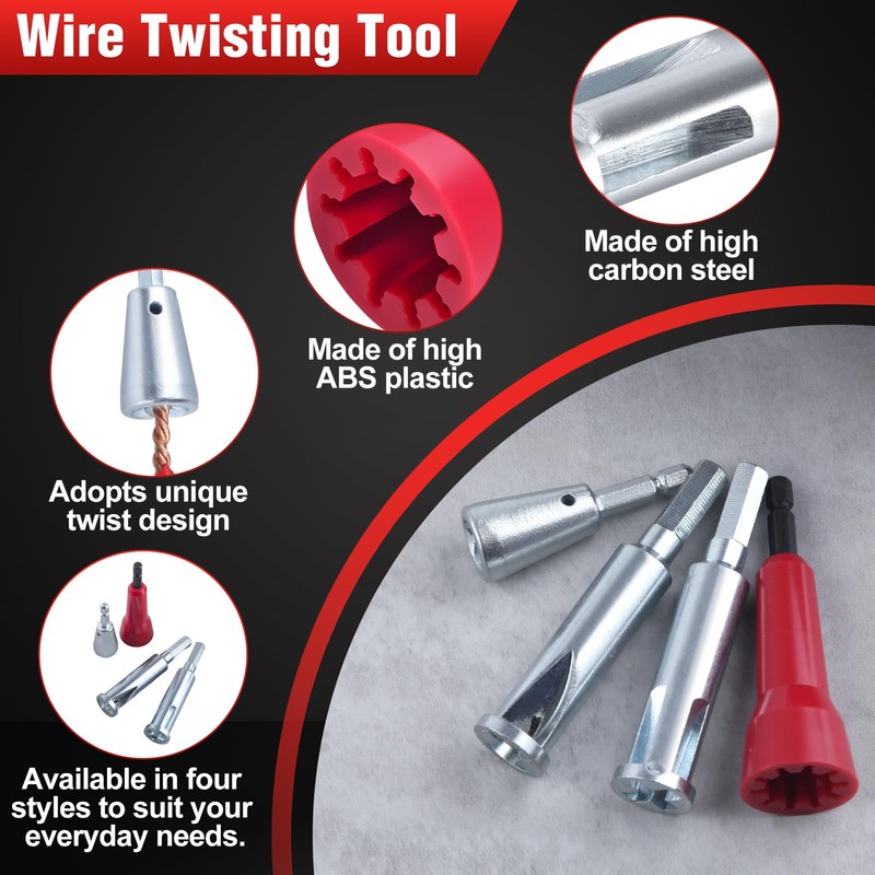 SPEEDWOX 4 Pieces Wire Twister Tool for Drill, Stripping Wire