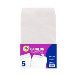 BAZIC White Catalog Mailing Envelope 9" x 12", Self Seal Clasp Envelopes, Peel & Seal Envelope for Home Office School (5/Pack), 1-Pack