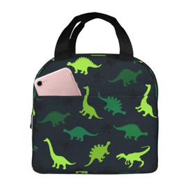 JIMOWANG Dinosaurs Portable Lunch Bag Compact Tote Bag Reusable Lunch Box Container for School Office Work