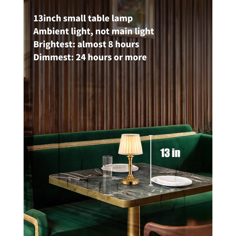 KDG Cordless Portables Table Lamp, LED Fabric Shade Small Desk