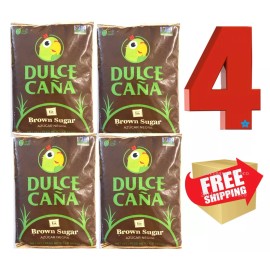 Dulce Caña Brown Sugar (Azucar Negra) Pure Cane Sugar 4 pack x 1 Lb each