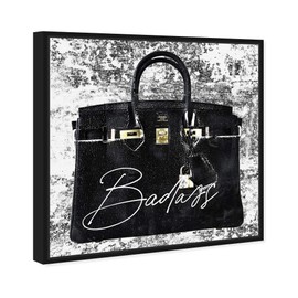The Oliver Gal Artist Co. Fashion and Glam Wall Art Framed Canvas Prints 'Super Birkin Women' Handbags Home Décor, 30 in x 30 in, Black, White