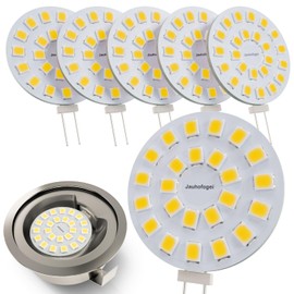 JAUHOFOGEI G4 LED Disc Bulb Netural White 5000K 2W - 20W Halogen JC Bulb Replacement G4 Bi Pin Bulb - 12 Volt Under Cabinet Puck Light Bulbs - LED Appliance Bulb Range Hood 20W 12V G4 Base T3-6 Pack