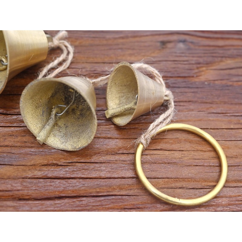 Brass Rustic Hanging Bells for Door Knob Decoration, Home Garden
