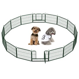 PexFix 16 Panels Metal Dog Fence Outdoor Pet Fence 24in(H)×41ft(L) Green Garden Fence Metal Fence Panels Decorative Garden Fencing Garden Border Fencing Animal Barrier Border Outdoor for Patio
