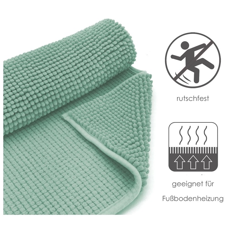 heimtexland ® Chenille Bath Mat Super Fluffy Absorbent Bath Mat