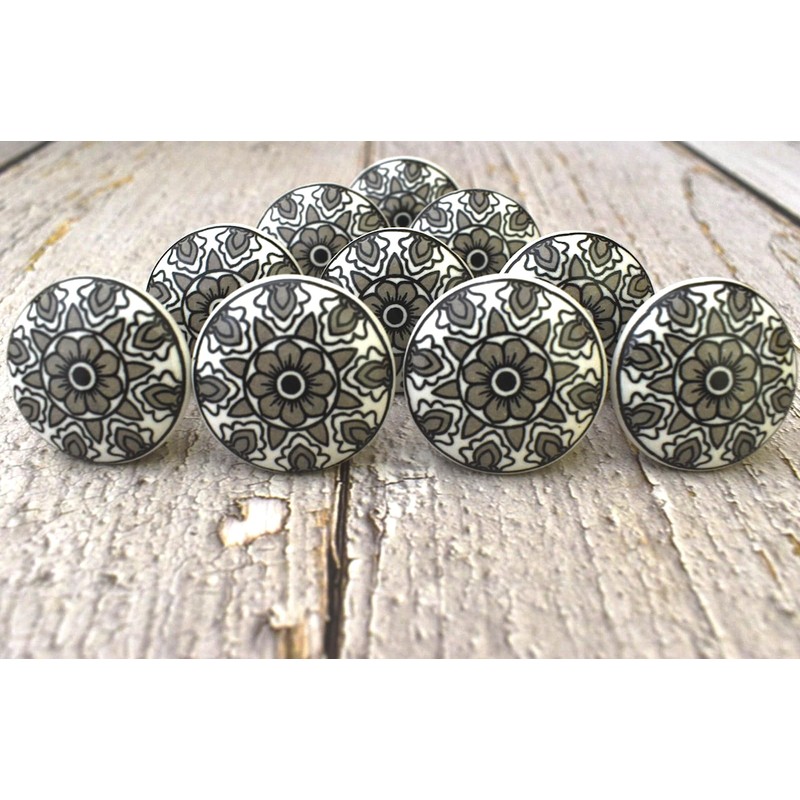 ARTISNO Beautiful Yellow and White Ceramic Knobs for Kitchen Cabinets