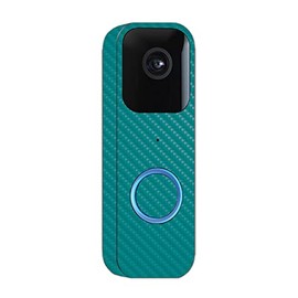 MightySkins Carbon Fiber Skin Compatible with Blink Video Doorbell - Solid Teal | Protective, Durable Textured Carbon Fiber Finish | Easy to Apply and Change Styles | Made in The USA