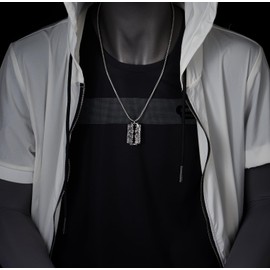 COOLSTEELANDBEYOND Mens Razor Blade Pendant Necklace with Sugar Skull, Stainless Steel, 30 inches Chain