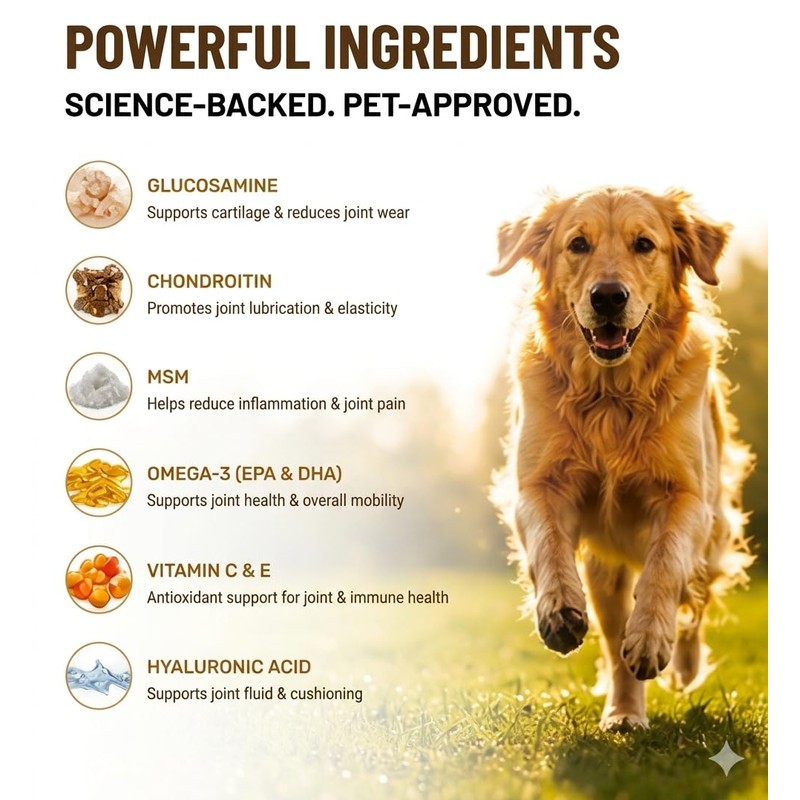 Egdusns Dog Glucosamine Chondroitin Hip Joint Chews MSM, Arthritis Pain