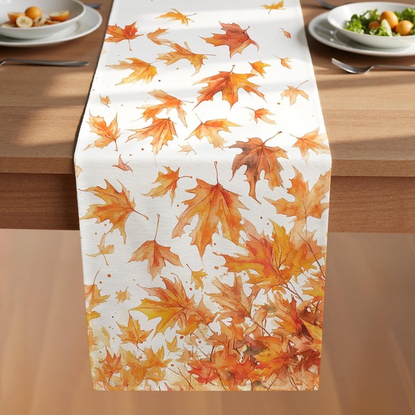VIV CHERBL Fall Table Runner with Vibrant Maple Leaves,Thanksgiving harvests