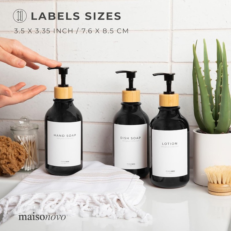 Etiquetas impermeables MaisoNovo para botellas, diseño moderno - Paquete mixto