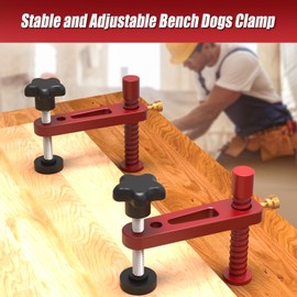 2 x Bench Dog Clamp 19mm/20mm Quick Acting Retaining Clamp Adjustable Metal MFT Retaining Clamp Fast Acting Table Clamps for Woodworking (20mm) (20mm)