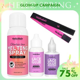 Dolahair Wig Glue Spray for Front Lace Wig Melting Spray for Wigs Lace Bond Spray Glue Adhesive Wig Install Kit With Glue Remover & Melting Band