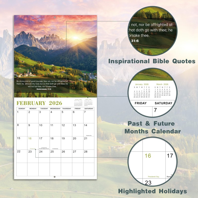 2026 Calendar - Bible Verse Wall Calendar 2026, Jan 2026