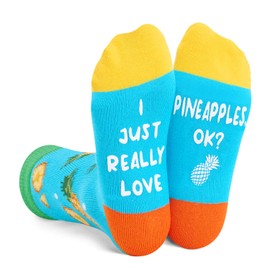 Zmart Pineapple Socks For Kids - Novelty Fruit Socks, Hawaiian Tropical Pineapple Gifts For Kids 7 to 9 Years