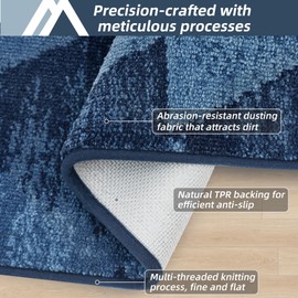 COSY HOMEER Entryway Rugs Doormat 24"x36", Non-Slip Absorbent Polyester, Washable Rugs for Front Door, Muddy Paws & High Traffic Areas, Blue