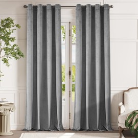 Lazzzy Grey Velvet Curtains Thermal Insulated Curtains 96 Inch Lenth Room Darkening Window Drapes for Bedroom Living Room Super Soft Luxury Window Treatment 2 Panels Grommet