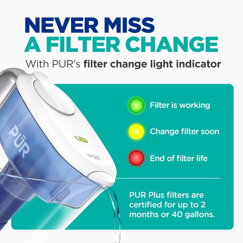 PUR Plus 11-Cup Water Pitcher, 1 Lead-Reducing Filter, Cleaner, Great-tasting
