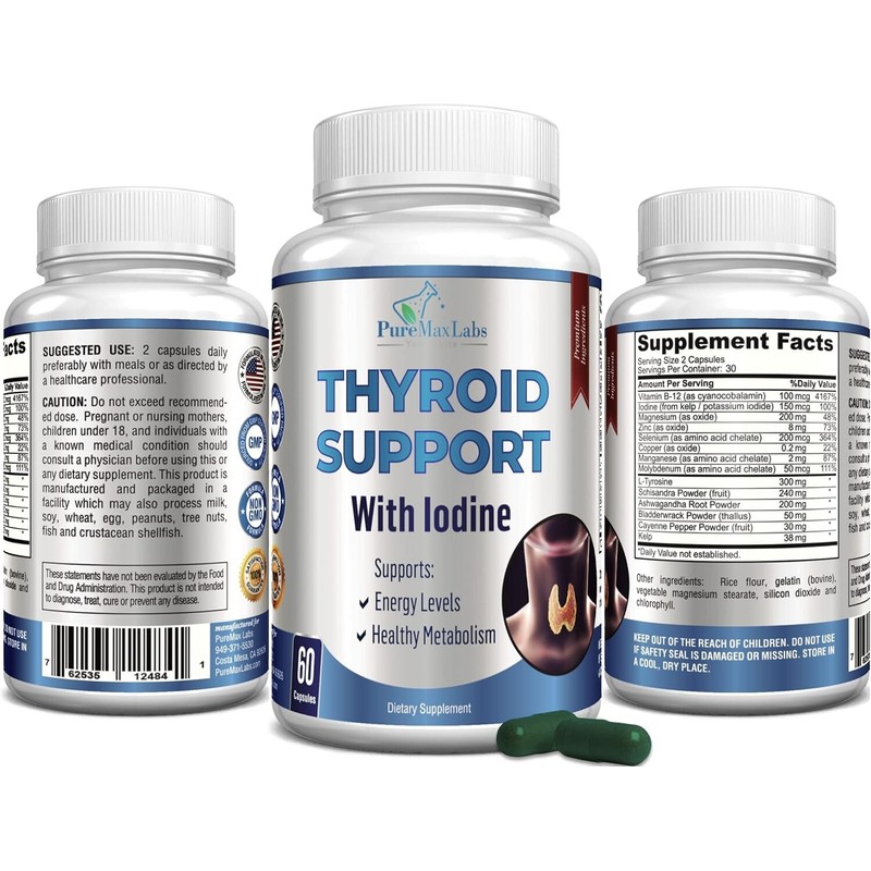 Suplemento de apoyo para la tiroides con yodo: potencia la