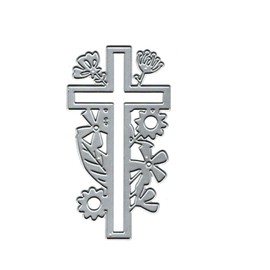 Yeyert Flower Cross Metal Die Cuts for Card Making, Silver, 2.4x4.4 Inch, YEYERT-001