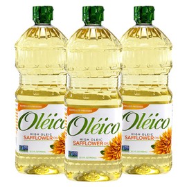 Oleico - High Oleic, Non GMO Certified, Kosher Verified, Expeller Pressed, High Heat Stable Safflower Oil, Bottle of 32.3 fl oz (Pack of 3)