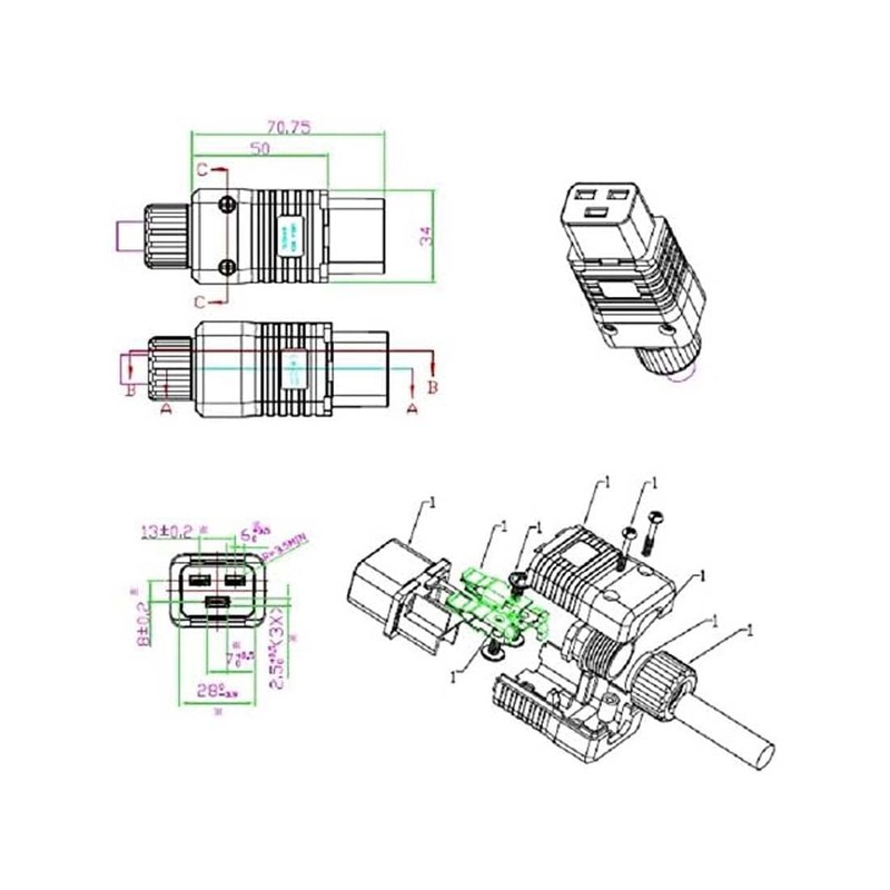 JORINDO IEC320 C19 AC Power Socket,Female Socket for The PDU