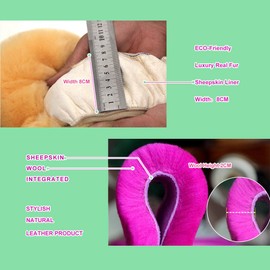 Soft Fluffy Warm Genuine Sheepskin Car Steering Wheel Cover, Fuzzy Fur Wool Protector for Winter Universal Car 14 1/2inch-15 1/2inch, Anti-Slip Comfortable Auto Accessories (Pearl)