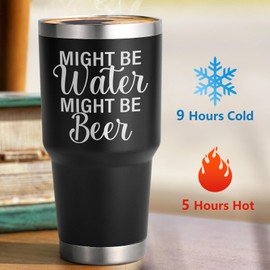 Lifecapido Beer Gifts for Men, Might Be Water Might Be Beer 30oz Insulated Tumbler, Beer Lovers Gift Ideas, Christmas Gifts Birthday Gifts for Beer Lovers, Black
