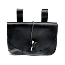 Mythrojan Leather Belt Pouch Viking Leather Purse Vintage Waist Bag Medieval Renaissance LARP Bag Cosplay Costume Accessory for Reenactments, Medieval Events - Black, 9.6” × 6.5”