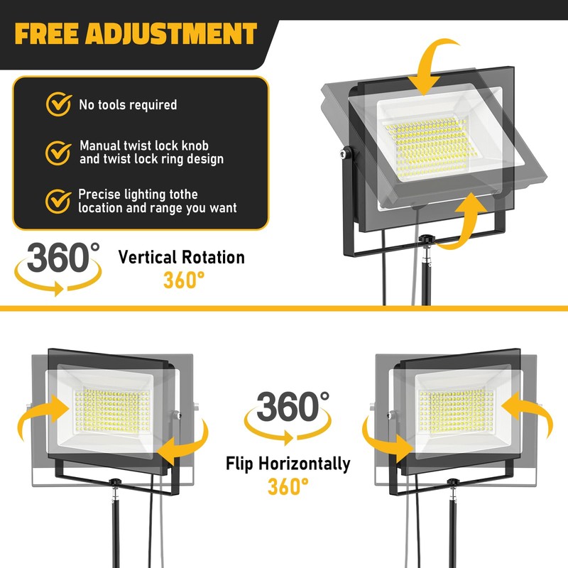LIVOWALNY 2PCS LED Work Lights with Stand, 110W 11000 Lumens