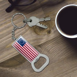 GRAPHICS & MORE Betsy Ross 1776 American Flag Keychain Rectangle Chrome Plated Metal Bottle Cap Opener