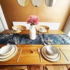 Savannah Tropical Rainforest Summer Lotus Flower Dining Table Runner For
